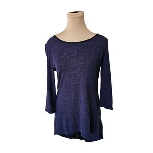 Joseph Ribkoff Dark Blue3/4 Sleeve Top With Black Details Sz 2